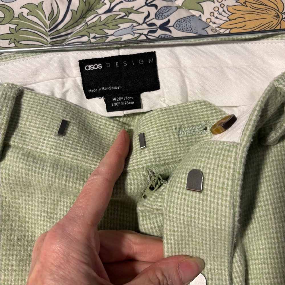 ASOS Design Light Sage Green Textured Dress Pants 28 NWOT - Picture 2 of 9